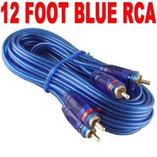 NEW SAMURAI AUDIO 12 FT 2 CH BLUE TWISTED CAR AMP RCA CABLES 