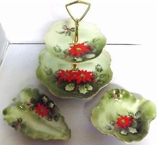 LEFTON 3 PEICE SET CHINA LIMITED EDITION HAND PAINTED CHRISTMAS 