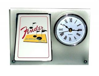 Fender Guitars frosted desk clock with batteries ships Priority mail