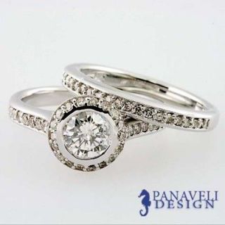 Art Deco 1.80 ct Round Diamond Bridal Ring Set 18k White Gold
