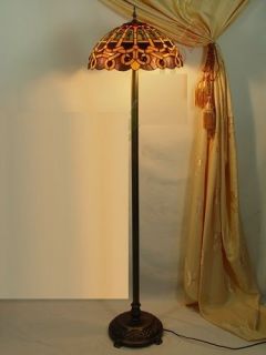 Bayshore Purple & Blue Stained Glass Floor Lamp handcrafted Tiffany 