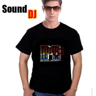Sound Activated DJ shape LED Flash Light EL Music DANCE HIP HOP Club T 