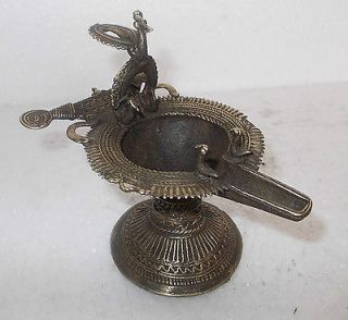   Rare old Beautiful Peacock figure Brass Temple Oil lamp / DEEPAK