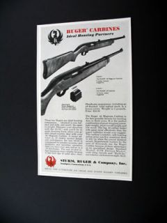 Ruger 44 Magnum & 22 Carbines carbine gun 1965 print Ad