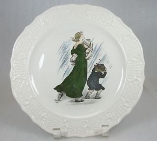 Kate Greenaway Hand Colored Lithograph April 10in Plate