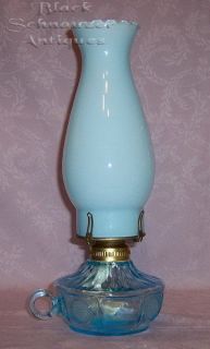 Fostoria Blue COIN GLASS OIL/Kerosene FINGER LAMP