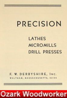 DERBYSHIRE Lathe, MicroMill, Drill Press, Part Catalog 0255