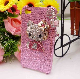 Q16 Bling Shiny 3D Pink Hellokitty Heart Key Pink Case Cover for 