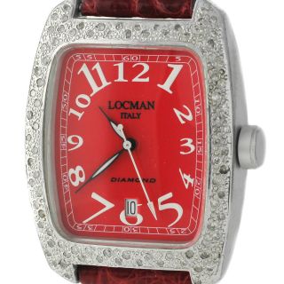 Locman 488 Diamond Aluminium Italy Swiss Made Quartz Red Ladies Watch