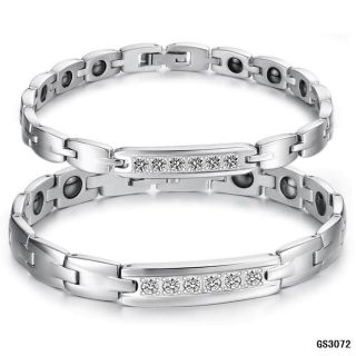 Magnetic bracelet rhinestone stainless steel couple bangle Anti 
