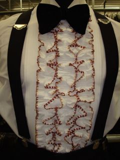   1970s Mocha Brown & White Ruffles Tuxedo Shirt Dickie   Unisex