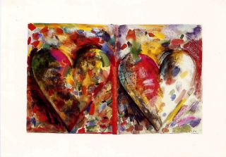 NOTECARD Jim Dine 5x7 Two Hearts for Pathways 1989 American Art 