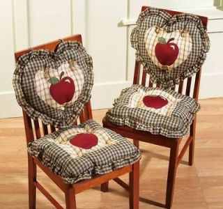   Plaid Check Apple Kitchen Chair Cushions Set Country Kitchen Decor