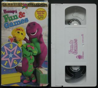 Barney Fun Games Dinosaur VHS Video Tape Childrens Classic Movie