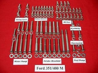 FORD 351M & 400M STAINLESS STEEL ENGINE HEX BOLT KIT