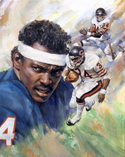 WALTER PAYTON PRINT SIGNED by Artist SWEETNESS  CHICAGO BEARS