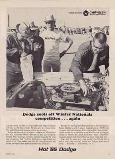 1965 DODGE RAMCHARGER   CROSS RAM INTAKE ~ GREAT CLASSIC PRINT AD