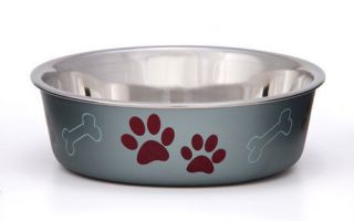 STAINLESS STEEL Non Skid Bella Dog Puppy Designer Bowl