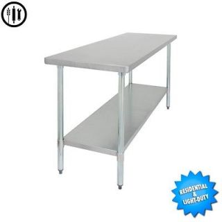 Economy Stainless Steel Flat Top Work Table with Undershelf  30 x 48