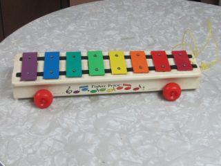 Vintage FISHER PRICE #870 Xylophone Pull A Tune musical toy 1964 1978
