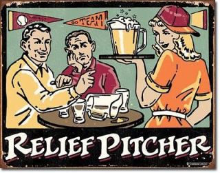Schonberg Relief Pitcher Funny Tin Sign Beer Pub Bar Garage Game Room 