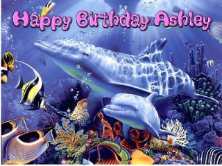 EDIBLE CAKE IMAGE DOLPHINS OCEAN BIRTHDAY & MORE PARTY ICING SHEET 