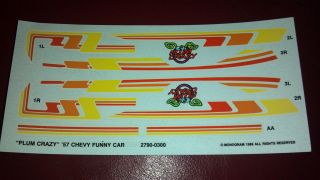 Plum Crazy 57 Chevy Funny Car 2790 0300 1:25 monogram 1989 decal never 