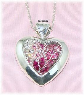 Orit Schatzman Domed Heart Pendant Double Chain Sterl Necklace 18 20 