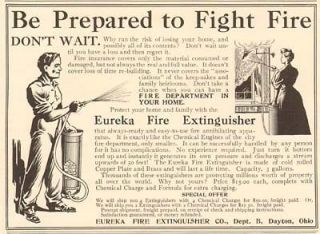 1909 antique EUREKA FIRE EXTINGUISHER Home Department FIGHTER Copper 