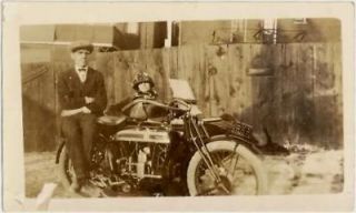 1924 Douglas CW Motorcycle & Sidecar Man & Woman Photo