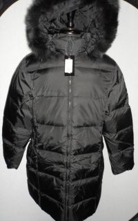 Womens Long Goose Down Coat with Hood and fur