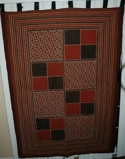 Hand Block Printed 86 X 60 Black, Biege Brick & Brown Sequin Curtain