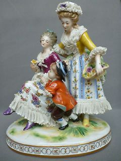 Antique German Porcelain Volkstedt Dresden Group Figure Figurine