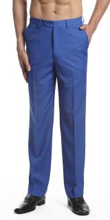 CONCITOR Mens Dress Pants Trousers Flat Front Slacks ROYAL BLUE 44