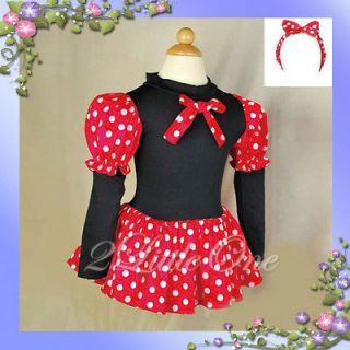 Minnie Mouse Fancy Dress Up Costume w/Headband Halloween Party Girl Sz 