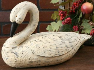 Country Primitive Rustic Swan Bent Neck Goose Decor Shabby Cottage