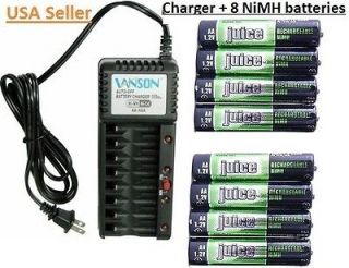 bay AA/AAA NiCd/NiMH charger +with 8x AA NiMH 2000 mAh rechargeable 