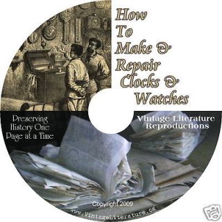 How To Repair Clocks Watches {54 Vintage Horology Books Manuals 