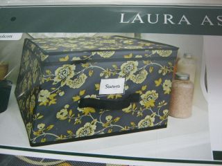 Laura Ashley Jumbo Collapsible Storage Box Black & Gold/Yellow Floral 