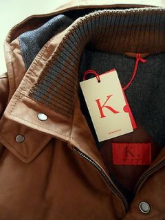 NWT $6500 KITON K. Leather & Cashmere 40Us/50Eu Brown Hooded Outercoat 