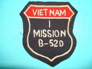 VIETNAM WAR HAND SEWN PATCH, US I MISSION B 52D