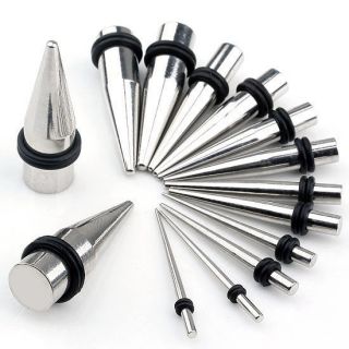 10/50pcs Gauges Stainless Steel Taper Spike Ear Plug Expander 