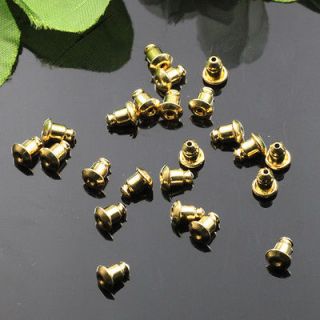   Gold Plated Barrel Earring Backs Stoppers Ear Post Nuts Findings 6 mm