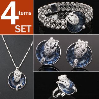  jewelry set BLUE PUMA luxury bracelet earrings ring pendant necklace