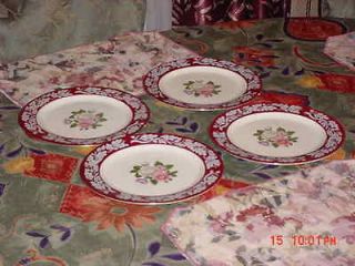 homer laughlin vintage regal red pattern #e54n6 4 10  dinner plates