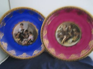 ADLER BAVARIAN CHINA TWO STUNNING CAMEO SHOWPIECE PLATES IN GOOD 