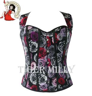 HELL BUNNY goth ROSIE floral CORSET top