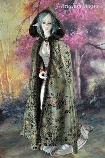   Suede Hooded Cape with Passamentrie Trim for Volks Dollfie BJD SD EID