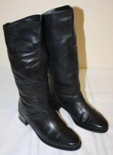 Womens Ladies Markon Shelly Black Leather Flat Mid Calf Boots Size 