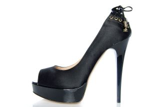Womens Shoes ELISABETTA FRANCHI Platform Stiletto 322 NERO Satin High 